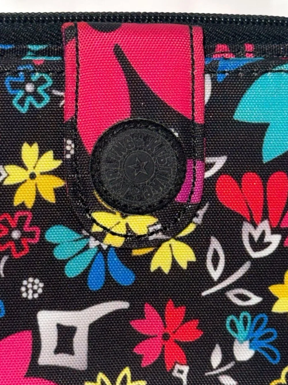 Kipling Floral Print Compact Wallet With Zipper Closure & Multiple Compartments